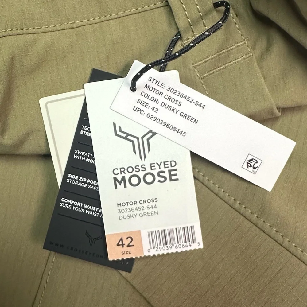 Cross Eyed Moose Men's Dusky Green Cargo Pants Polyester Size 42